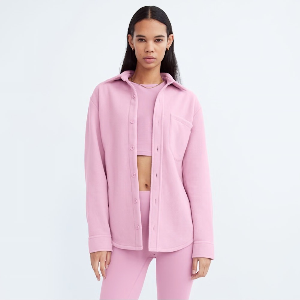 Aritzia TNA Soft Pink Polar Shirt Jacket Size XXS